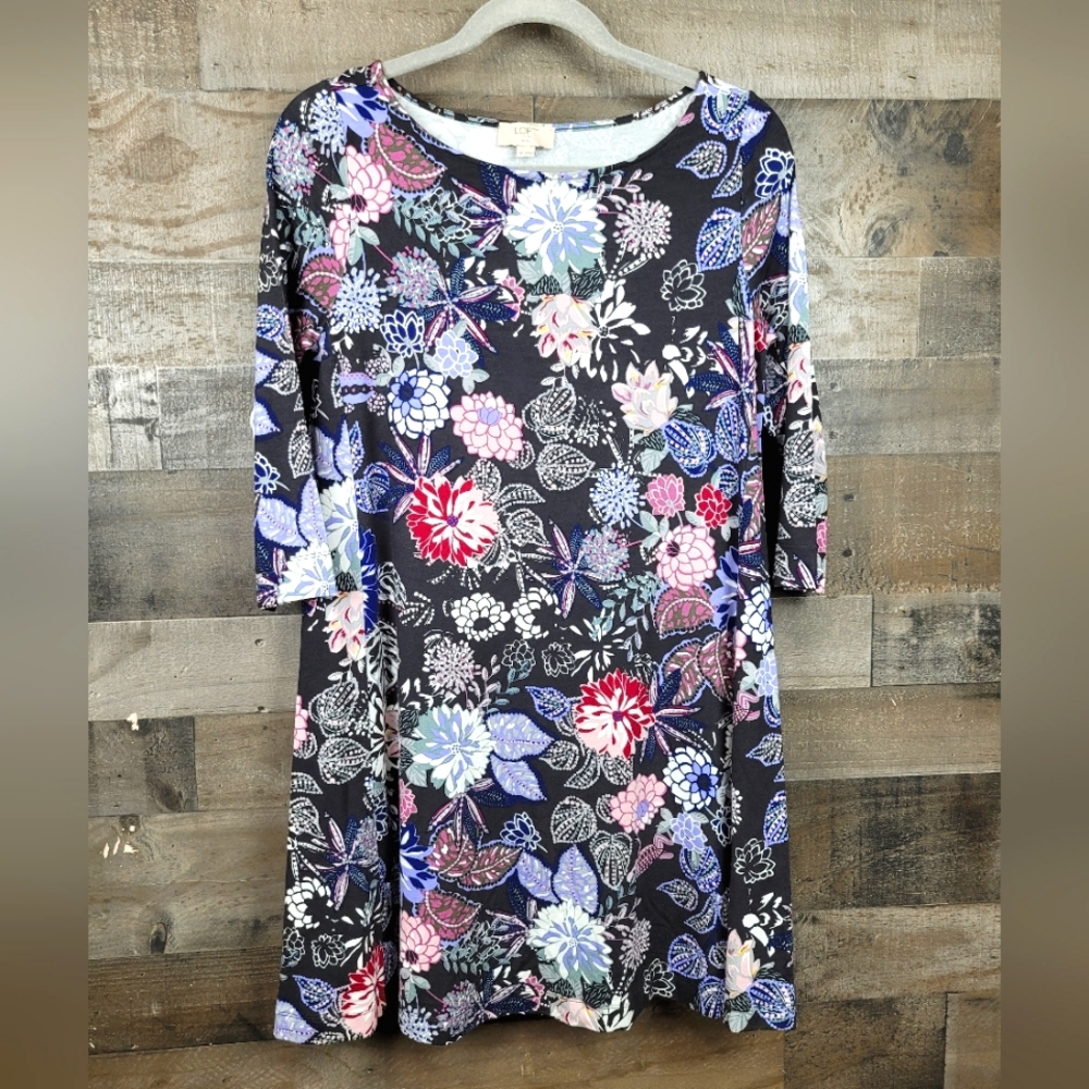 Loft Outlet Petite 3/4 Sleeve Floral Print Short Dress